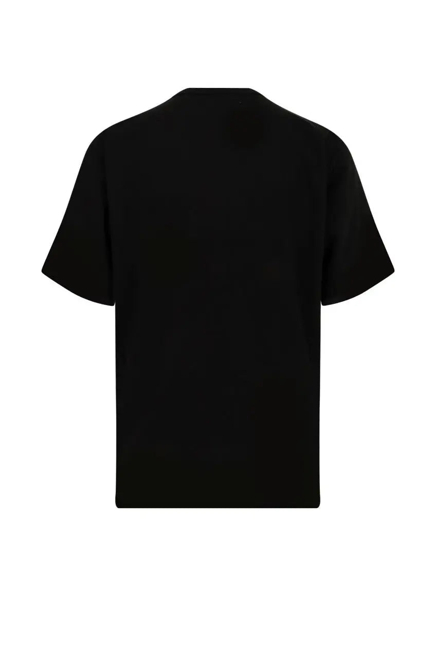 Sacai men’s black short-sleeved cotton shirt with a simple solid design front view