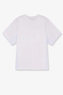 White oversized cotton t-shirt with single chest pocket from sacai men’s cotton shirt collection in white