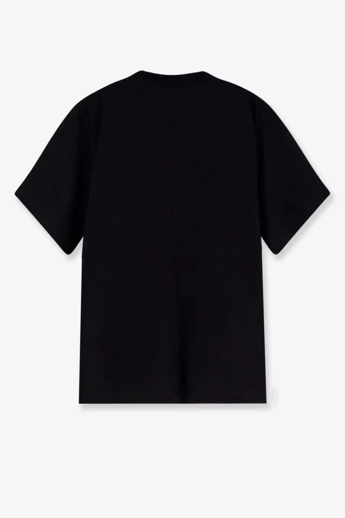 Sacai men’s black oversized cotton t-shirt with short sleeves and simple crew neckline front view