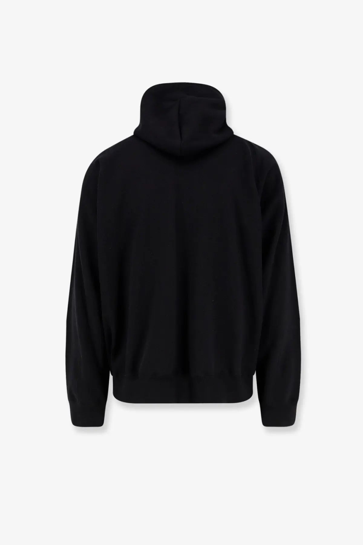 Sacai men’s black cotton sweatshirt with relaxed fit and ribbed cuffs perfect for casual wear
