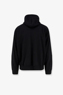 Sacai men’s black cotton sweatshirt with relaxed fit and ribbed cuffs perfect for casual wear