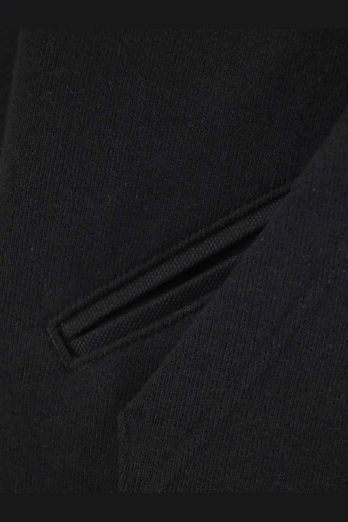 Sacai men’s black cotton sweatshirt with a black woolen coat featuring subtle textured weave and flap pocket