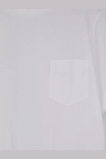 White cotton and polyester sacai women’s shirt with single chest pocket and short sleeves