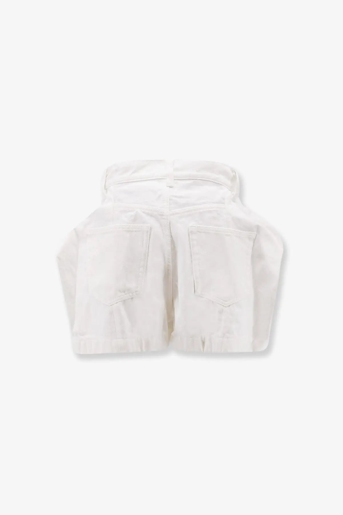 Sacai women’s white cotton shorts with high waist and two front pockets in white denim material