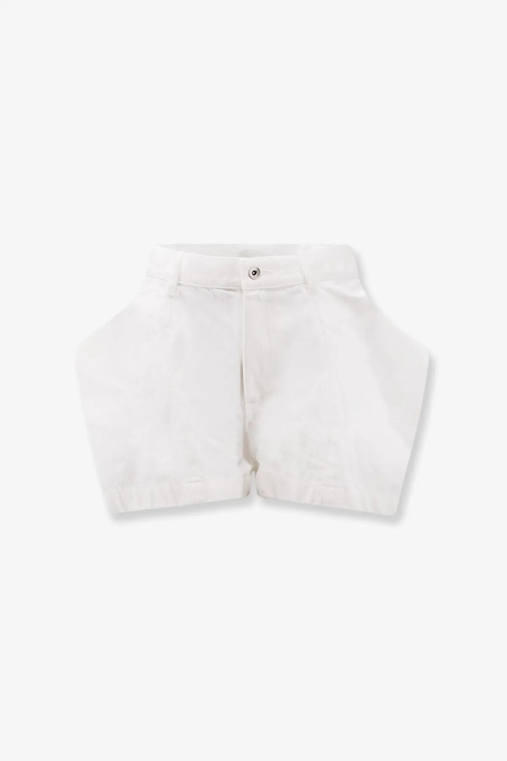 Sacai women’s white cotton shorts with high waist clean minimalist design and subtle stitching details