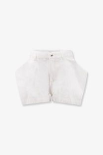Sacai women’s white cotton shorts with high waist clean minimalist design and subtle stitching details