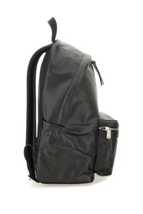 Saint Laurent men’s black nylon backpack with sleek minimalist design and silver zipper accents