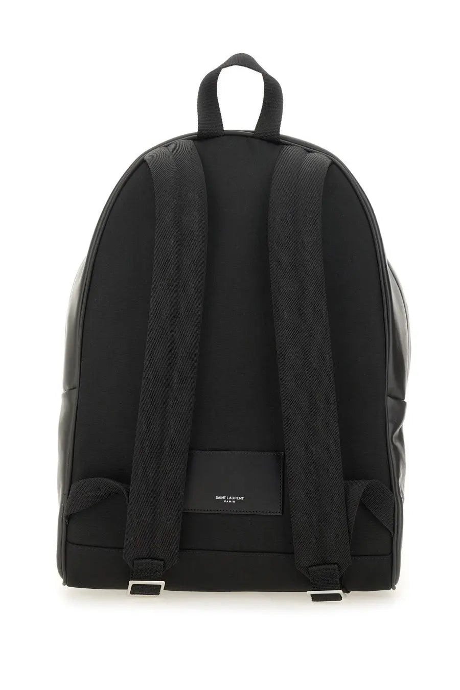 Saint Laurent men’s backpack city black with sleek minimalist design textured fabric and smooth leather accents