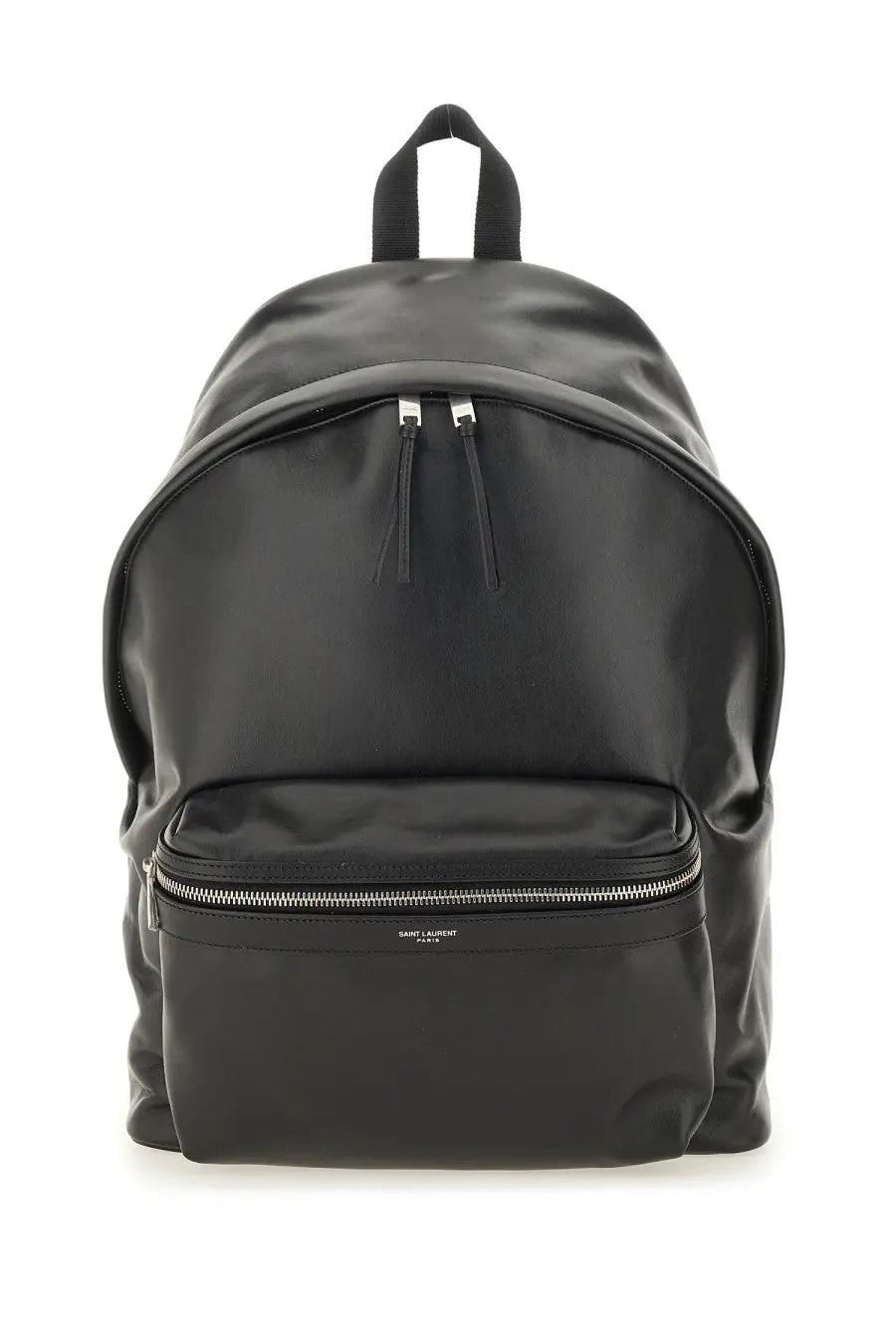 Saint Laurent men’s backpack city black with sleek glossy nylon finish and minimalist design in black