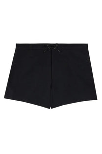 Saint Laurent men’s black boxer swimsuit with drawstring waistband and subtle side seam detailing for swimwear