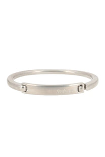 Saint Laurent men’s silver-toned metal bangle bracelet with sleek minimalist design and engraved sylvan branding