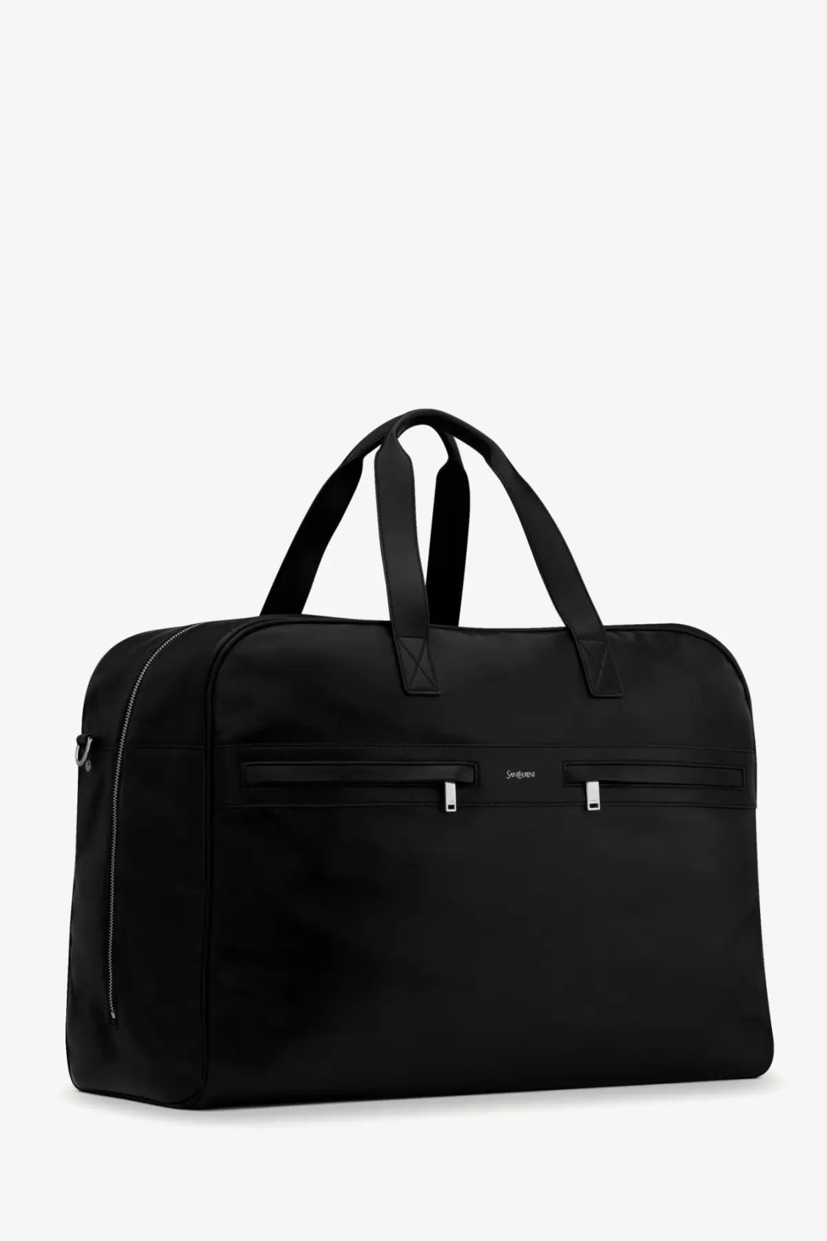 Saint Laurent men’s camp leather travel bag black with sleek durable fabric and minimalist design duffel bag