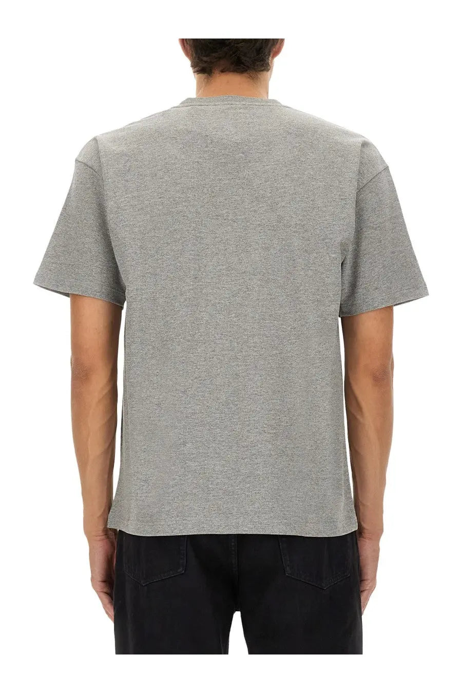 Saint Laurent men’s Cassandras shirt grey heather gray short-sleeved crew neck t-shirt with subtle textured fabric