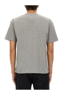 Saint Laurent men’s Cassandras shirt grey heather gray short-sleeved crew neck t-shirt with subtle textured fabric