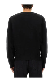 Saint Laurent men’s Cassandras sweatshirt black crewneck with smooth solid fabric finish
