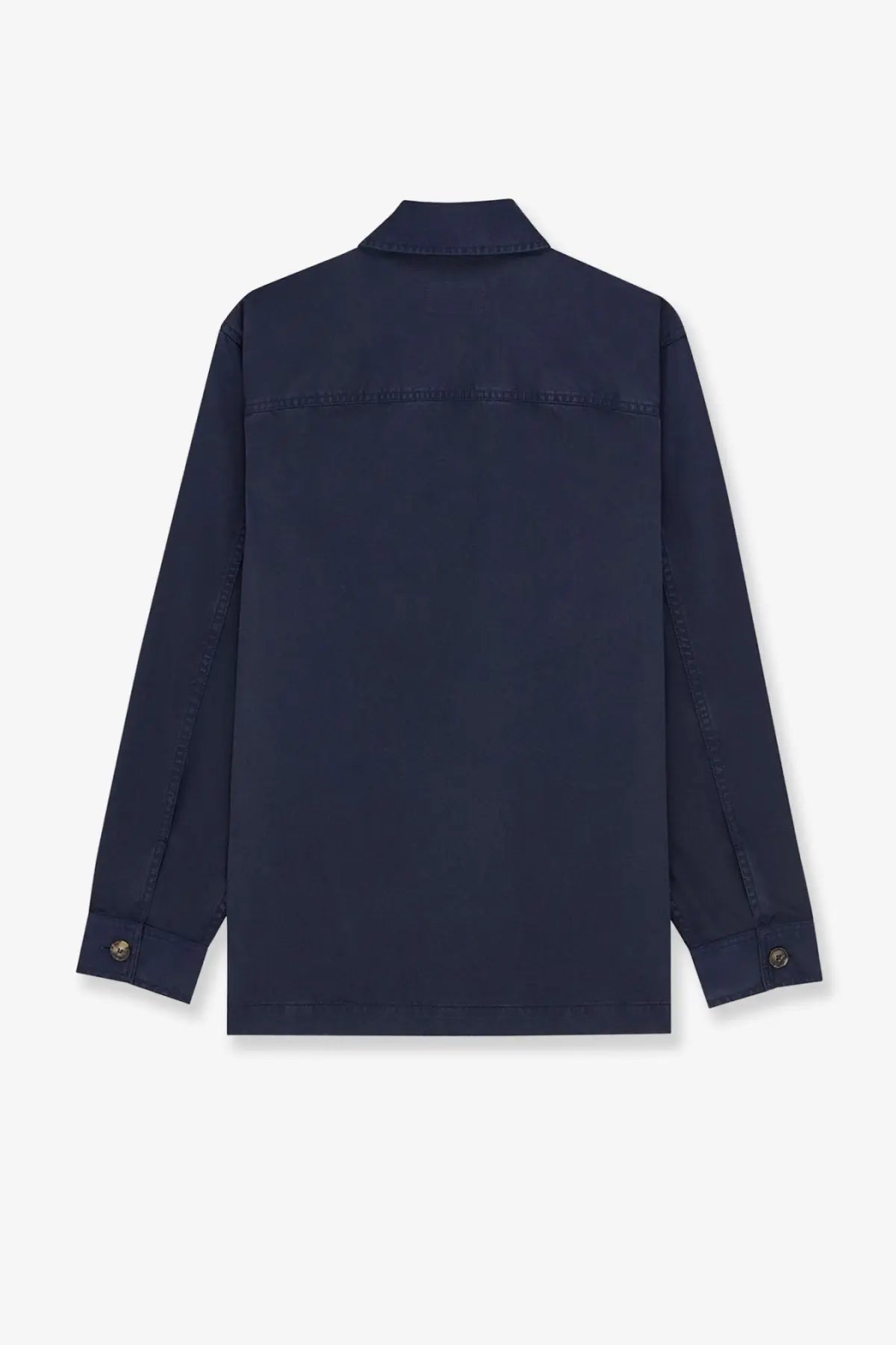 Navy blue Saint Laurent men’s Cassandre cotton overshirt with buttoned cuffs and collar for casual wear