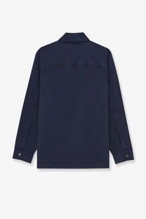 Navy blue Saint Laurent men’s Cassandre cotton overshirt with buttoned cuffs and collar for casual wear