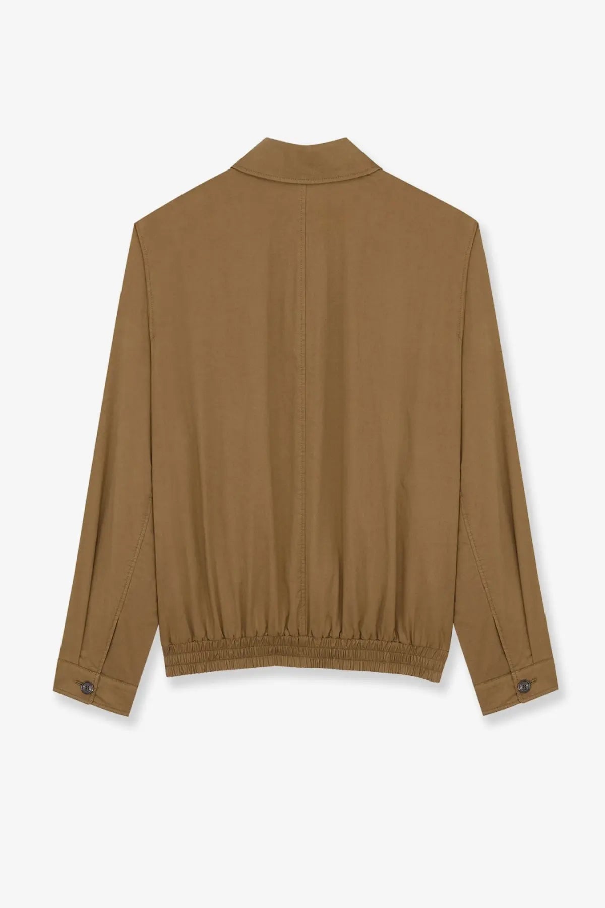 Saint Laurent men’s cassandre beige cotton jacket with long sleeves collar and elasticated waistband