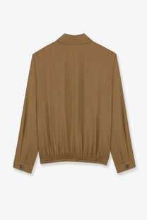 Saint Laurent men’s cassandre beige cotton jacket with long sleeves collar and elasticated waistband