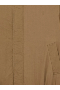 Saint Laurent men’s cassandre cotton jacket beige tan trench coat with subtle YSL logo embroidered on the chest