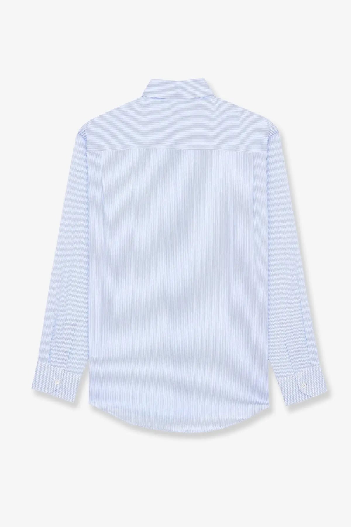 Saint Laurent men’s Cassandre cotton shirt white light blue and white striped long-sleeved button-down with classic collar