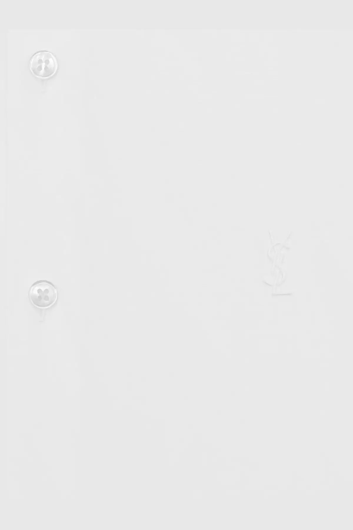 Saint Laurent men’s cassandre stretch cotton white button-down shirt with subtle embroidered logo on the chest