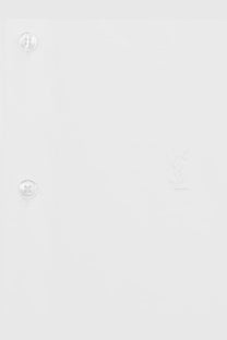 Saint Laurent men’s cassandre stretch cotton white button-down shirt with subtle embroidered logo on the chest