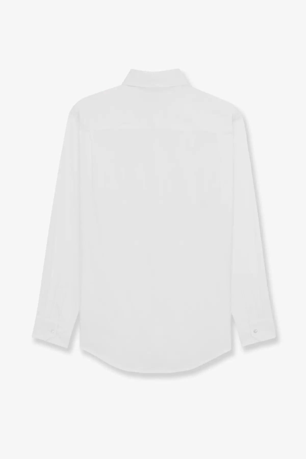 Saint Laurent men’s Cassandre white stretch cotton shirt with long sleeves classic collar and subtle texture