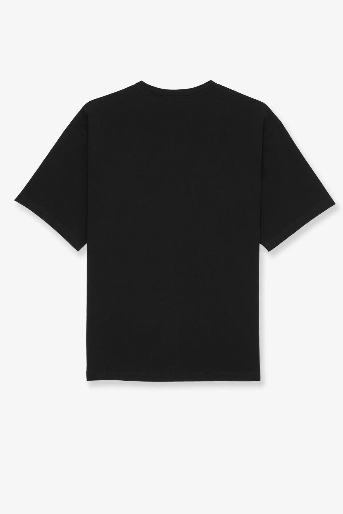 Saint Laurent men’s certified cotton oversized black crewneck t-shirt with short sleeves in front view