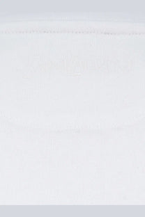 Saint Laurent men’s certified cotton shirt white showing fine even stitching along the hem on white cotton fabric