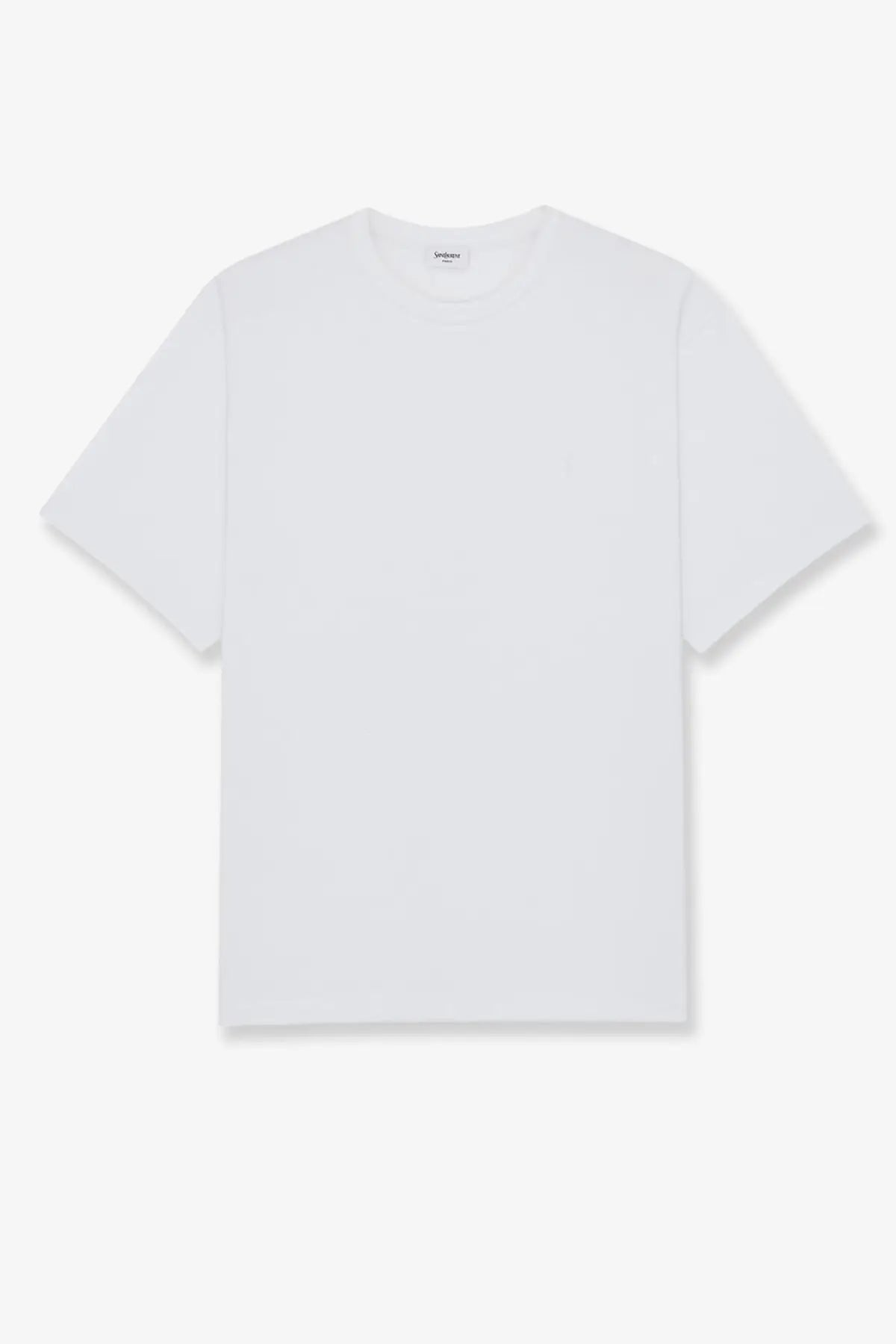 Saint Laurent men’s certified cotton white crew neck t shirt with a minimalist clean and simple design