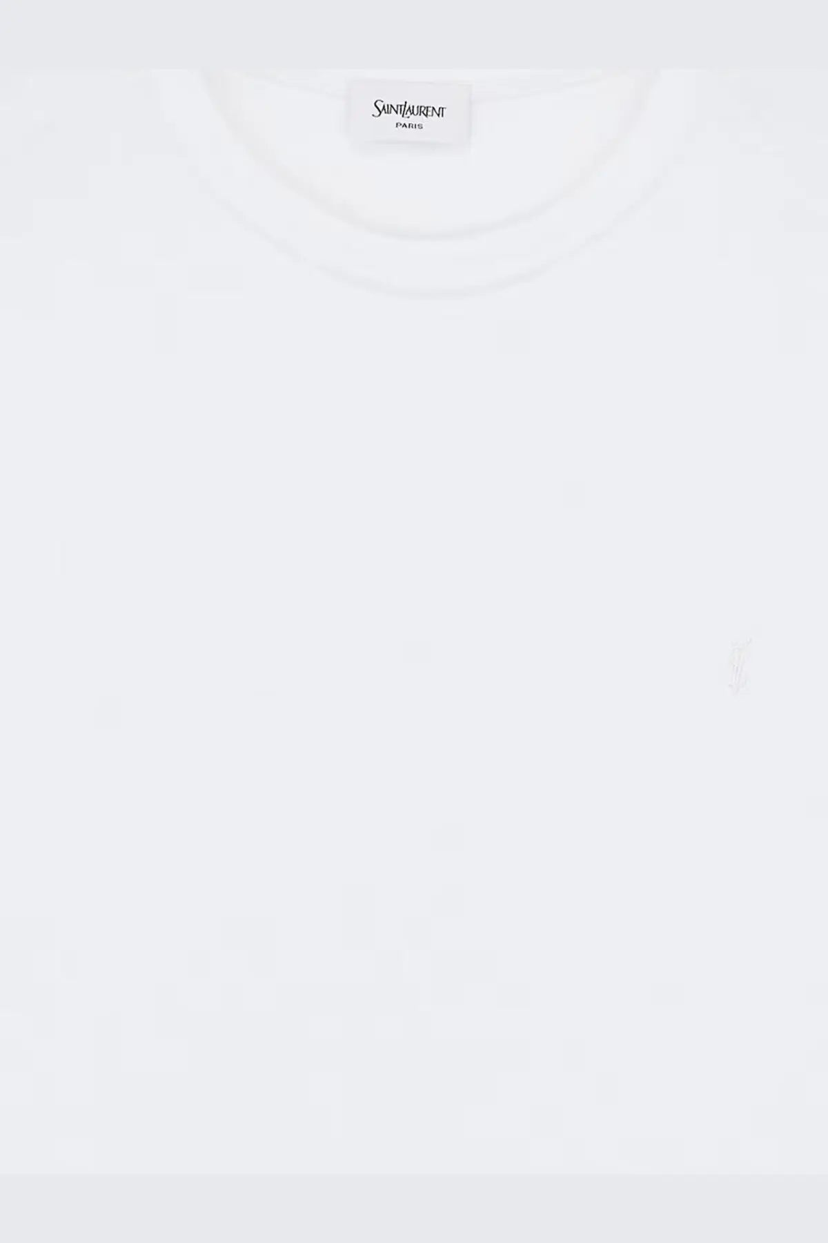 Saint Laurent men’s certified cotton t-shirt in white with minimalist design and soft fabric for comfortable wear
