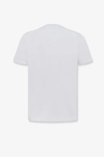 Saint Laurent men’s certified cotton shirt white with crew neck and short sleeves in white cotton fabric