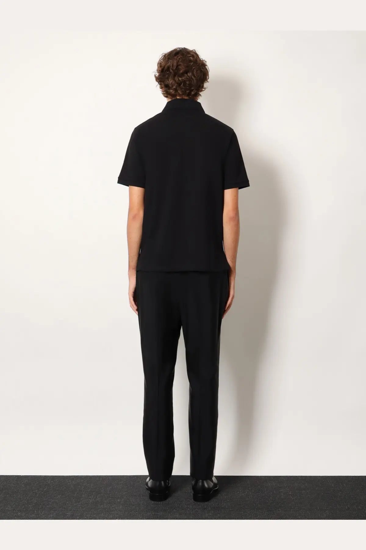 Saint Laurent men’s black cotton blend polo shirt with classic collar and short sleeves in a tailored fit
