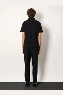 Saint Laurent men’s black cotton blend polo shirt with classic collar and short sleeves in a tailored fit