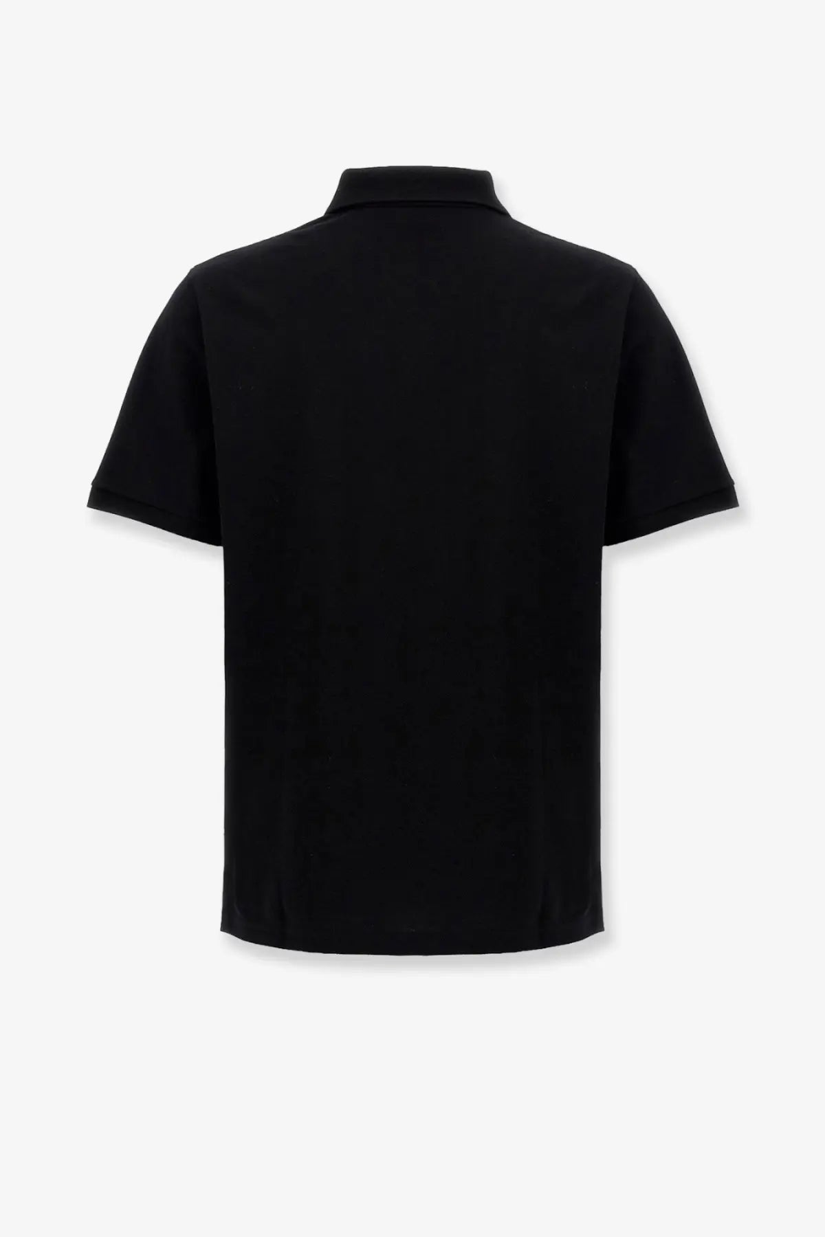 Saint Laurent men’s black cotton blend polo shirt with short sleeves and a classic collar in a minimalist design