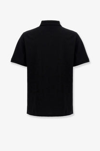 Saint Laurent men’s black cotton blend polo shirt with short sleeves and a classic collar in a minimalist design