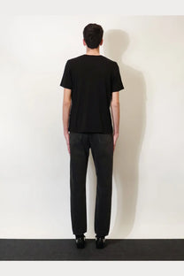 Saint Laurent men’s black cotton short-sleeved t-shirt with a simple round neckline