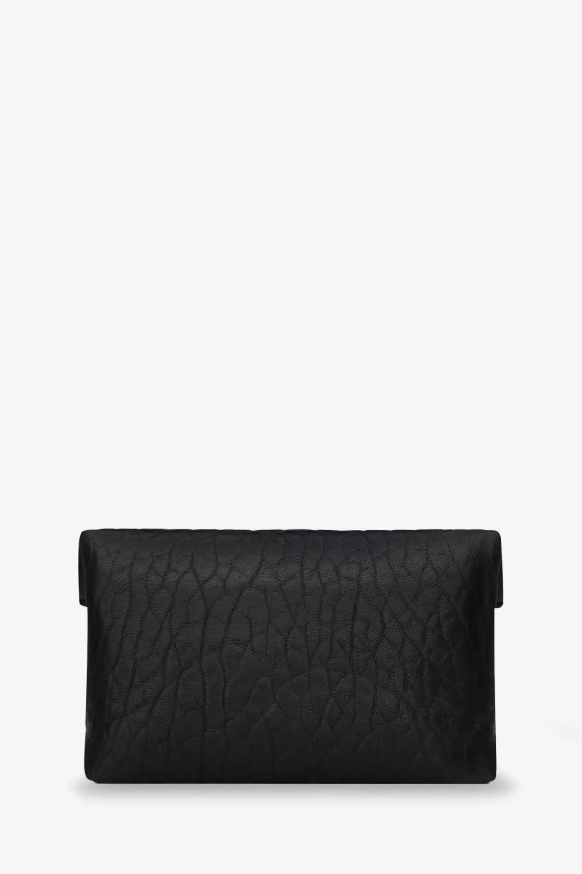 Saint Laurent men’s leather envelope card holder in black with textured crocodile-embossed leather finish