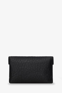 Saint Laurent men’s leather envelope card holder in black with textured crocodile-embossed leather finish