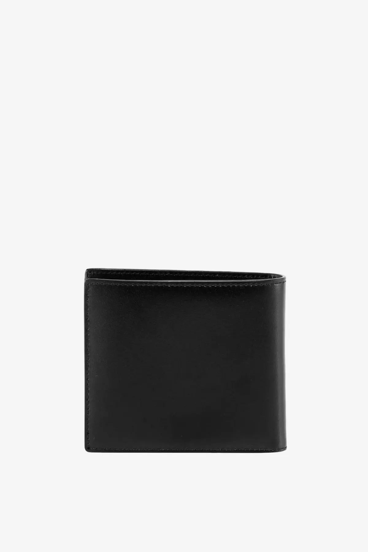 Saint Laurent men’s black leather wallet with clean minimalist design and precise stitching along the edges