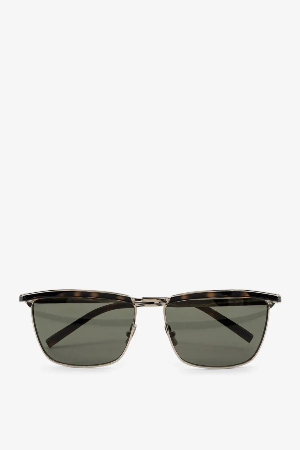 Saint Laurent men’s metal sunglasses with tortoiseshell acetate frame dark green lenses and sleek metallic bridge