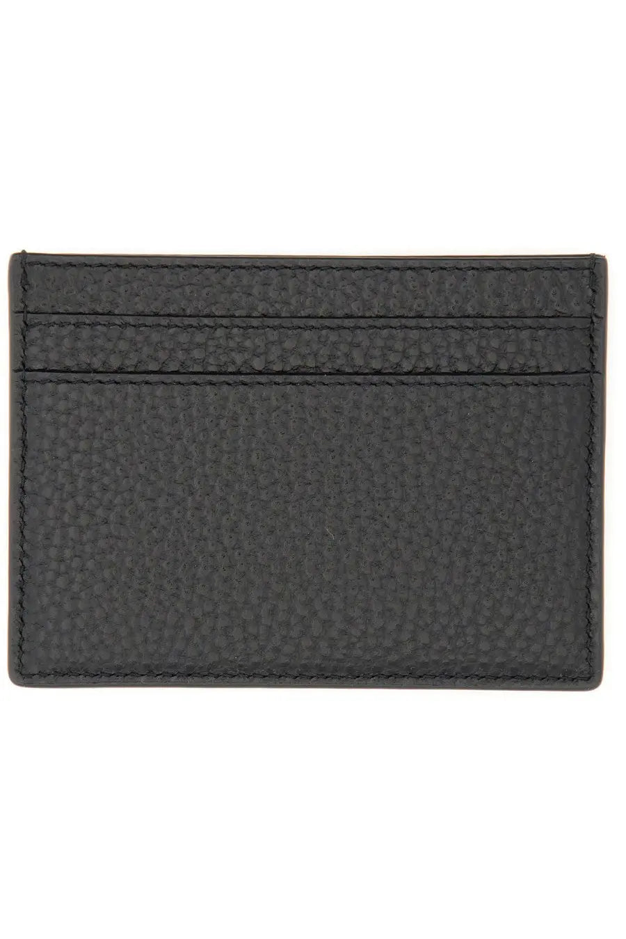 Saint Laurent men’s monogram black card holder made of textured leather with precise stitching along the edges