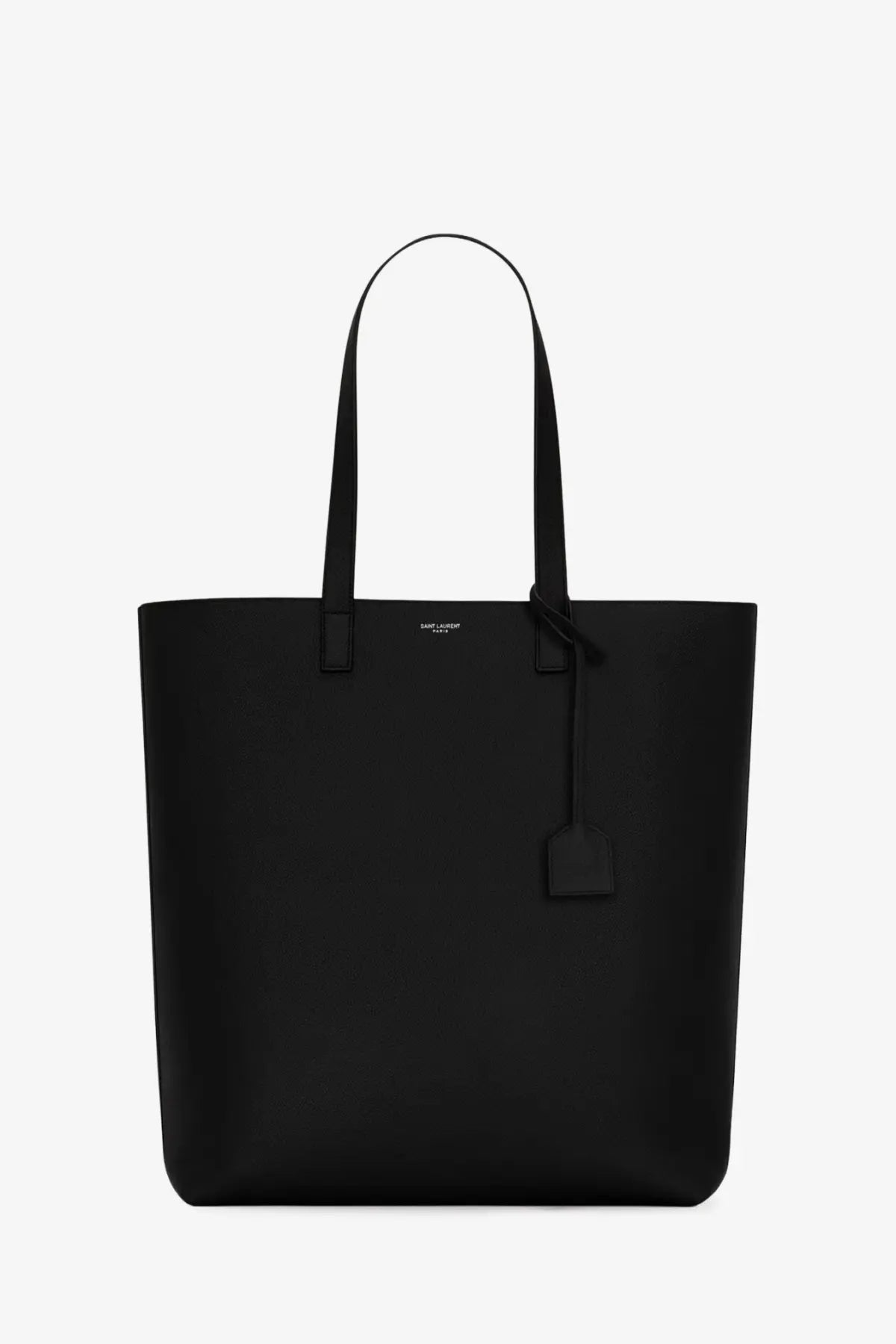 Saint Laurent men’s north south leather tote bag black with minimalist design and subtle brand logo