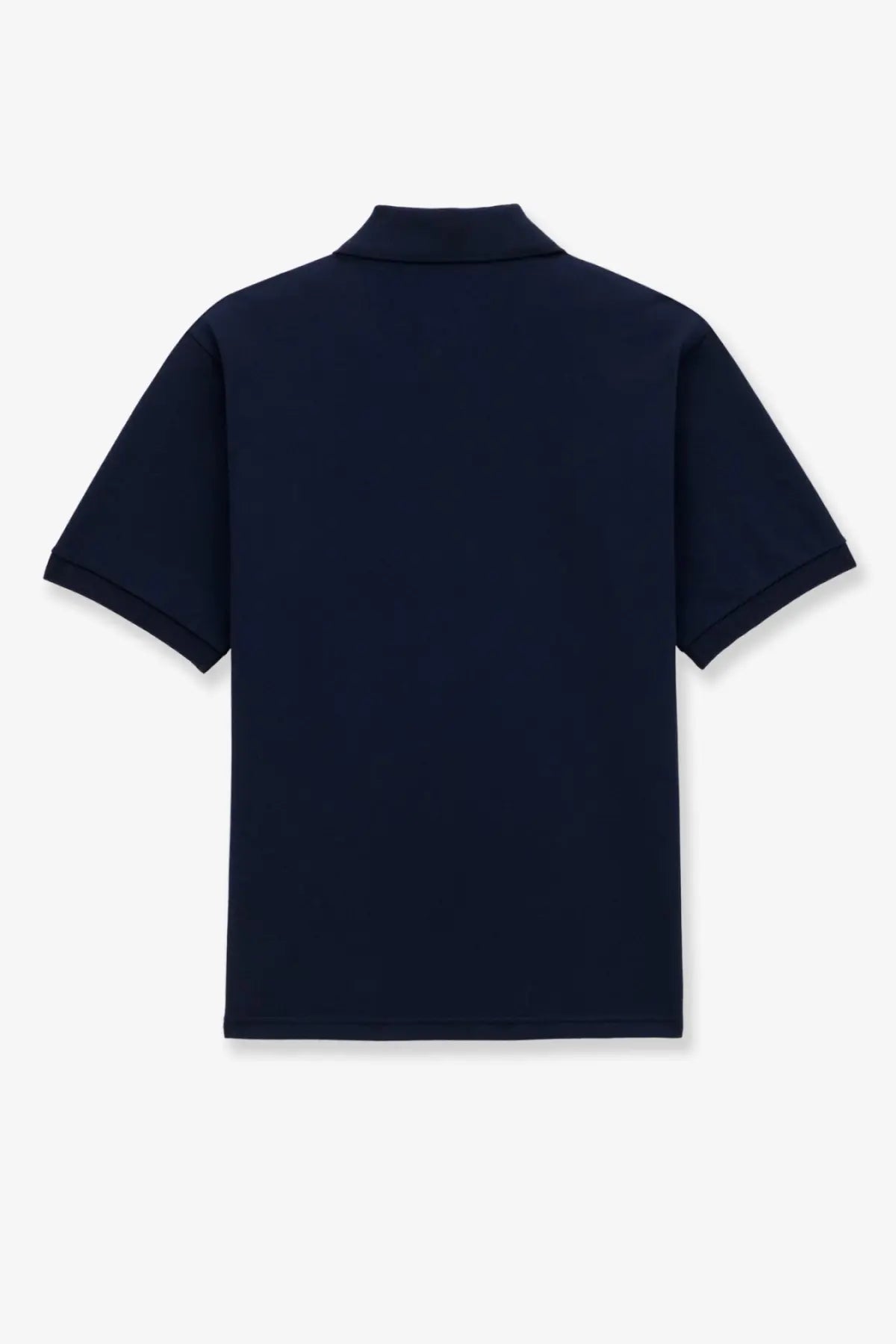 Navy blue Saint Laurent men’s polo shirt made from recycled material with short sleeves and classic collar