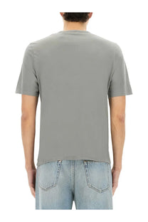 Saint Laurent men’s plain gray short-sleeved crew neck t-shirt made from soft material for casual wear