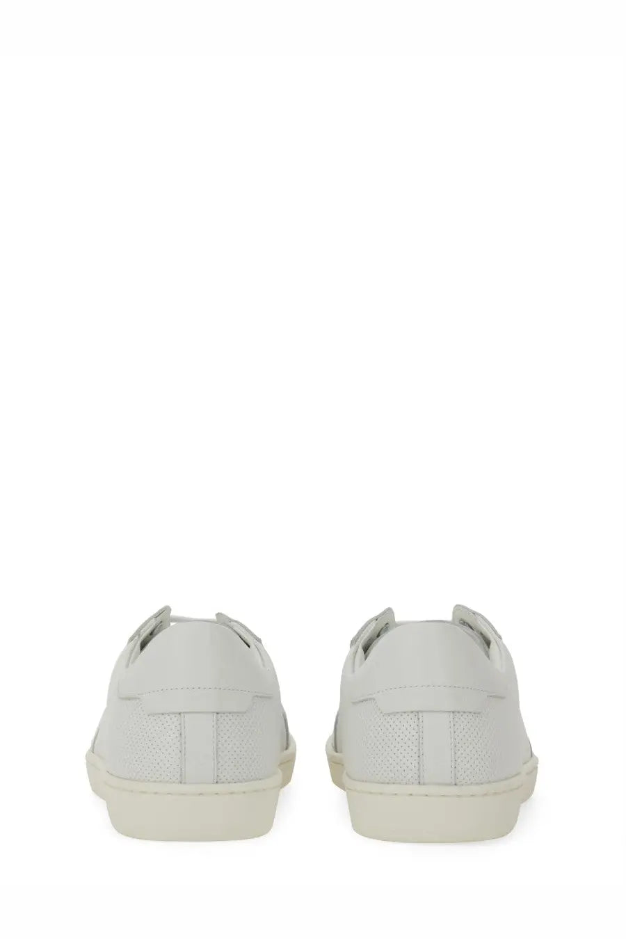 Saint Laurent men’s white leather sneakers court classic SL with perforated design and cream-colored soles