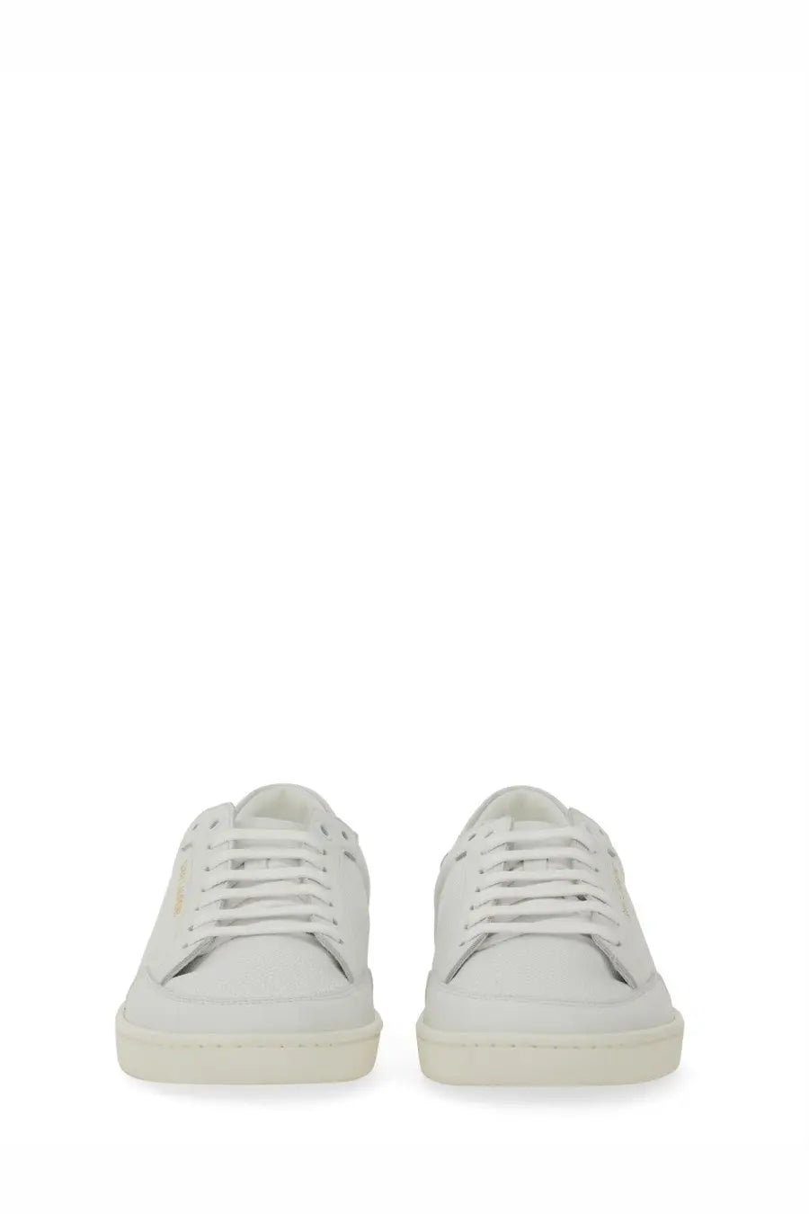 Saint Laurent men’s court classic sl white sneakers in white leather with minimalist design and matching laces