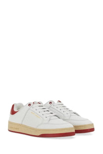 Saint Laurent men’s sneakers sl multicolor white leather with red accents on heel tongue eyelets and sole