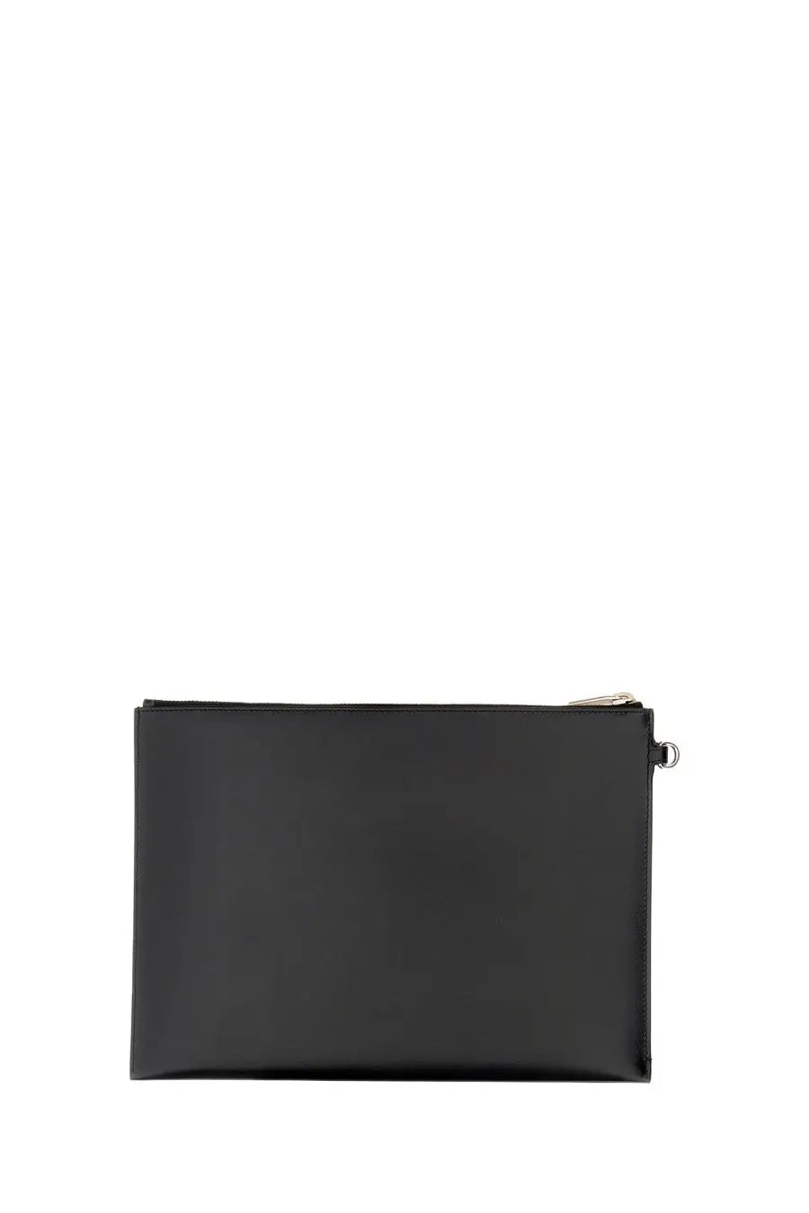 Saint Laurent men’s tablet case cassandras black black patent leather clutch with silver zipper and metal ring